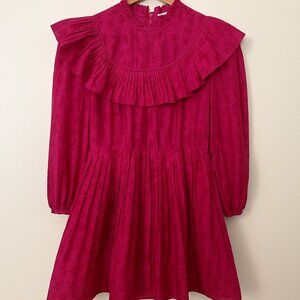 🌸 Ulla Johnson Magenta Ruffle Mini Dress – Size 6 (US M) 🌸